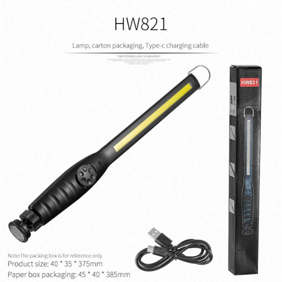 Рабочий фонарь COB LED HW-821: магнитное крепление, диммер, 700 люмен и USB зарядка