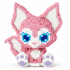 3D конструктор DUZ Magic Blocks Little Fox 9004 на 2100 деталей, рожеве Лисеня з міні-блоків, 14+