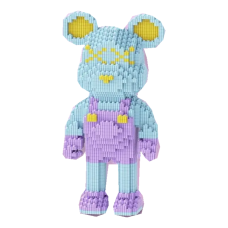 3D конструктор DUZ Magic Blocks Мишка в фиолетовом комбинезоне 9002 на 1580 деталей, объемная фигурка из мини-блоков