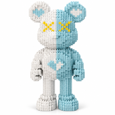 3D конструктор DUZ Magic Blocks Мишка 8999 на 1580 деталей, двухцветная голубо-белая фигурка медведя из мини-блоков