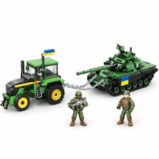Конструктор ЗСУ Limo Toy KB 1140 «Тракторные войска», трактор и танк на 572 детали, 2 фигурки, военная техника, 6+