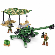Конструктор ЗСУ Kids Bricks KB 1139 M777, 337 деталей, модель с 2 фигурками и маскировочным навесом, 6+
