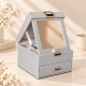 Органайзер для ювелирных украшений и бижутерии двухъярусный серый
