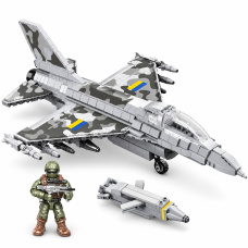 Конструктор ЗСУ Kids Bricks KB 1148 F-16 Storm Shadow на 777 деталей, военный самолет с фигуркой и дополнительной сборной моделью, 6+