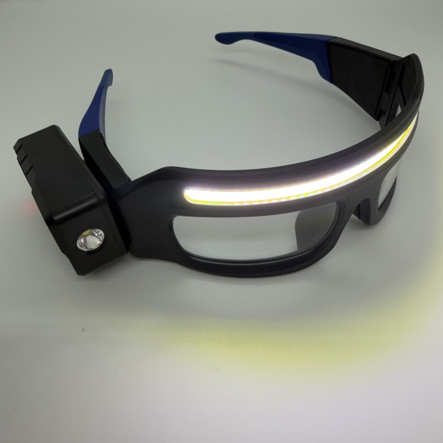 Аккумуляторные очки-фонарь LED COB с датчиком движения, 5 режимов и прозрачными линзами