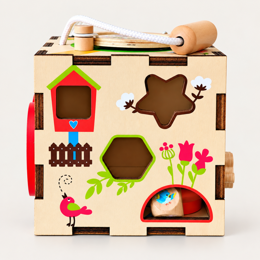 Деревянный развивающий бизикуб, сортер 13см Tree Toys