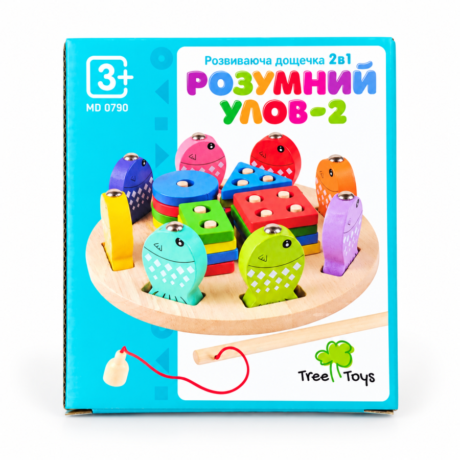Деревянная развивающая игрушка 2в1 Сортер Магнитная рыбалка Tree Toys 13,5см