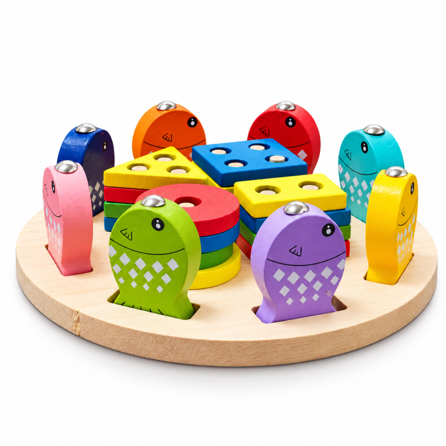 Деревянная развивающая игрушка 2в1 Сортер Магнитная рыбалка Tree Toys 13,5см