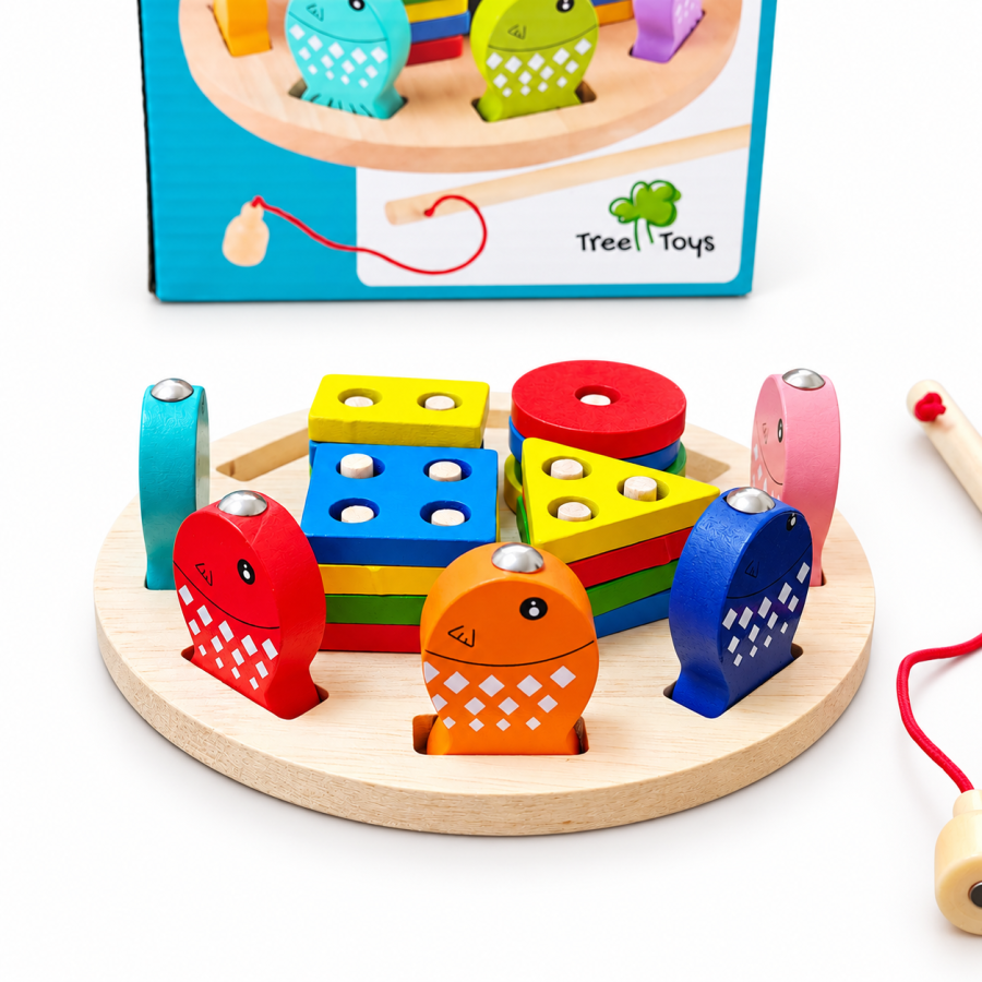 Деревянная развивающая игрушка 2в1 Сортер Магнитная рыбалка Tree Toys 13,5см