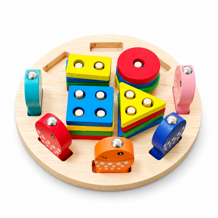 Деревянная развивающая игрушка 2в1 Сортер Магнитная рыбалка Tree Toys 13,5см