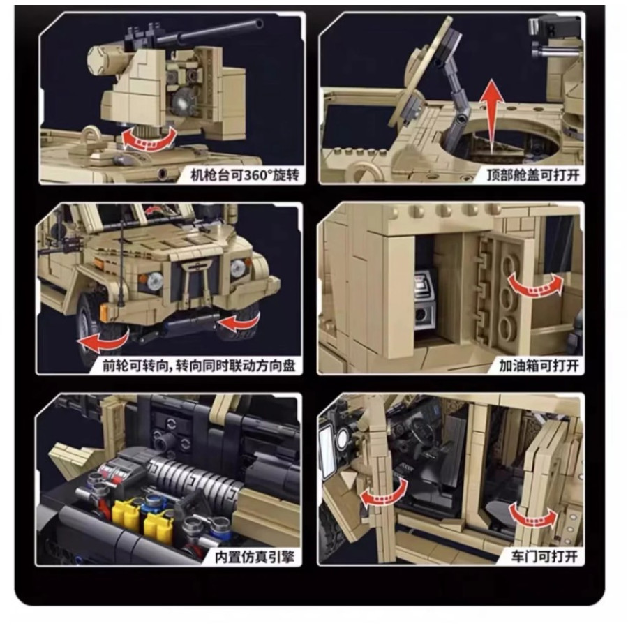 Детский конструктор PANLOS 628013 JLTV на 2479 деталей — большая модель бронеавтомобиля