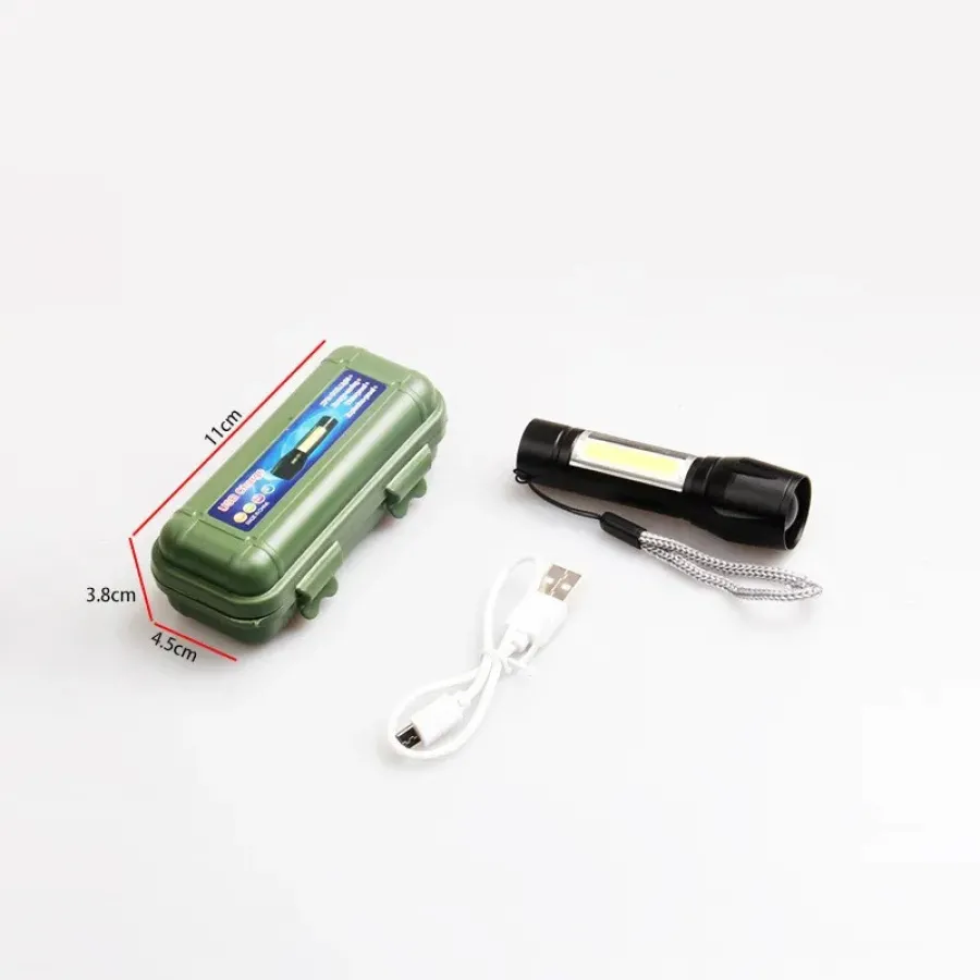 Ліхтар ручний акумуляторний світлодіодний у зеленому кейсі Bailong BL-511 COB usb Міні ліхтарик світлодіодний