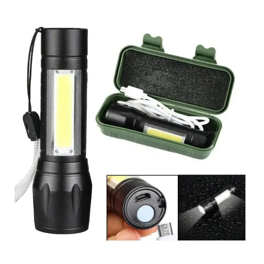 Ліхтар ручний акумуляторний світлодіодний у зеленому кейсі Bailong BL-511 COB usb Міні ліхтарик світлодіодний