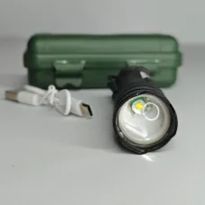 Фонарь ручной аккумуляторный светодиодный в зеленом кейсе Bailong BL-511 COB usb Мини фонарик светодиодный