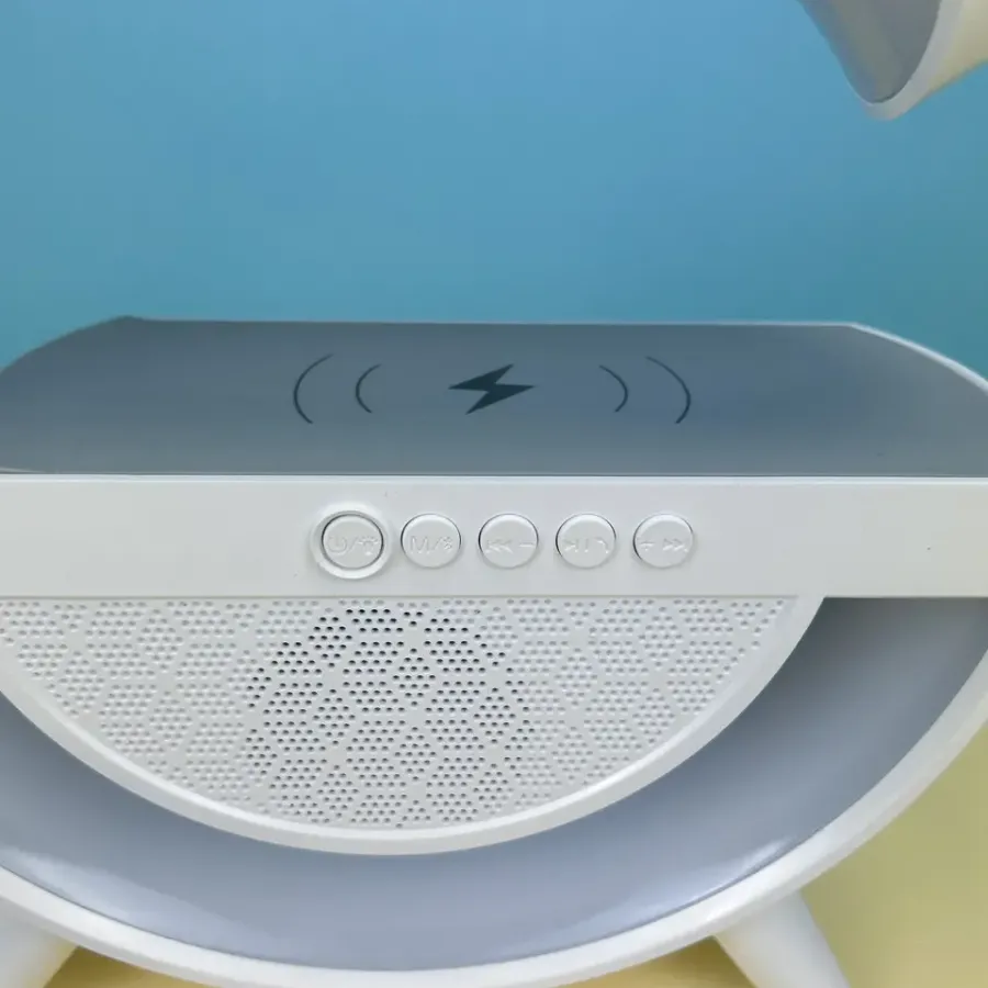 Настольный светильник колонка BT-2301 google лампа ночник RGB 3-in-1  с беспроводной зарядкой