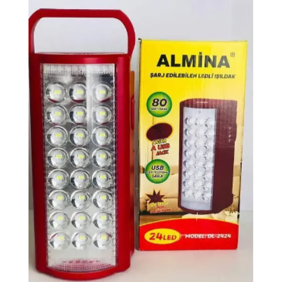 Фонарь аккумуляторный светодиодный переносной, лампа аварийная Almina 2606 24 диода 60 часов