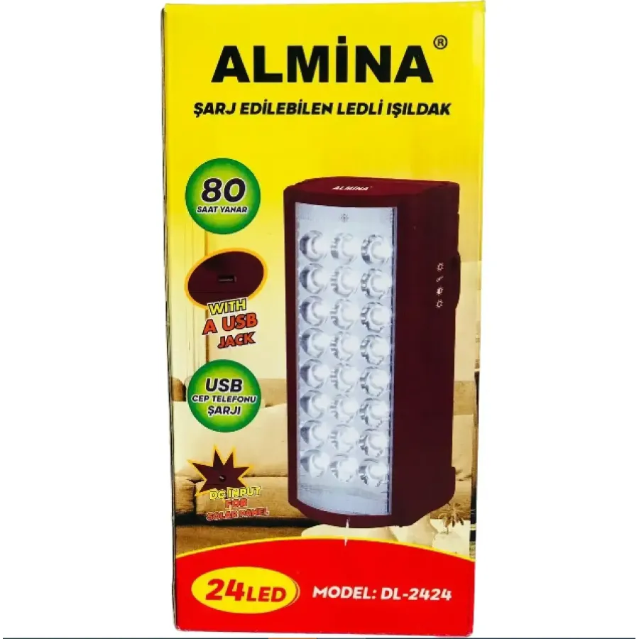 Фонарь аккумуляторный светодиодный переносной, лампа аварийная Almina 2606 24 диода 60 часов