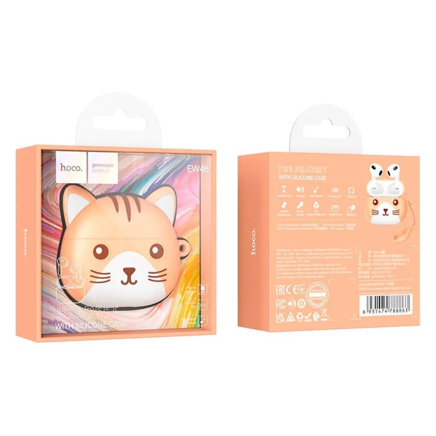 Бездротові навушники дитячі Bluetooth з мікрофоном HOCO CAT EW46 BT5.3