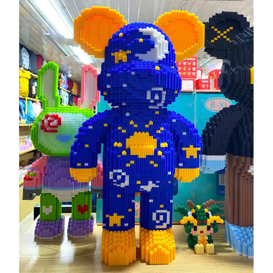 Конструктор Magic Blocks 3D наноблоки  в виде мишки Bearbrick “Stars” Звездный мишка
