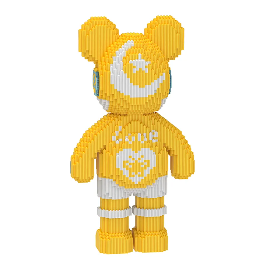 Конструктор 3D Magic Blocks в виде мишки 4031 деталь Bearbrick “Kisses” Жёлтый Love Yellow Bear