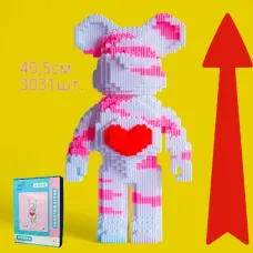 Конструктор 3D Magic Blocks в виде мишки Bearbrick “Kisses” Сердце 3031 деталь