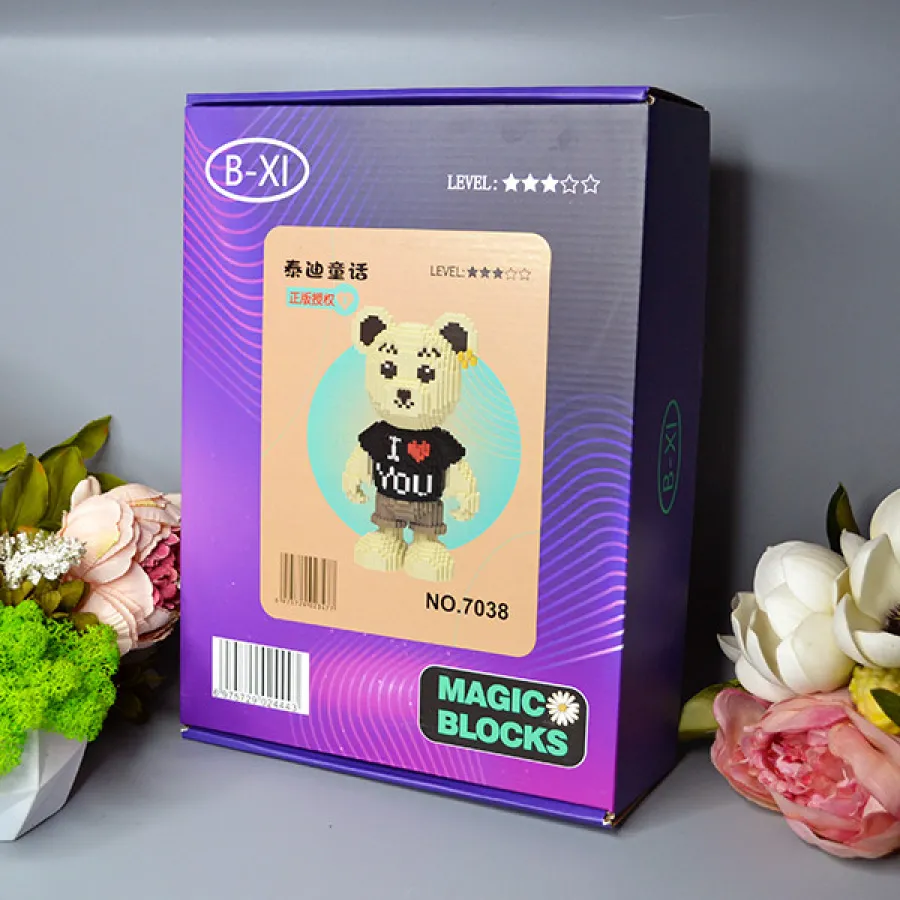 Конструктор 3D Magic Blocks в виде мишки Bearbrick  Тедди “I love you”