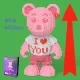 Конструктор 3D Magic Blocks у формі ведмедика Bearbrick "Kisses" I love you рожевий 4450 деталей