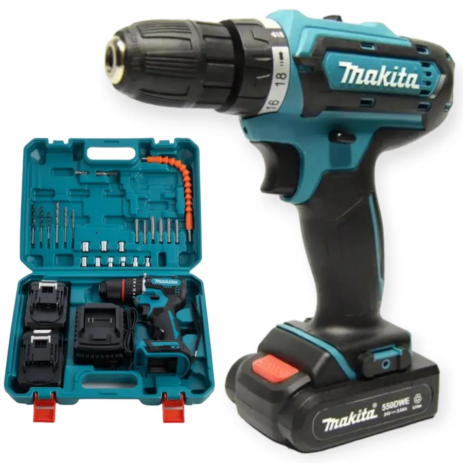 Аккумуляторный шуруповерт Makita 24v ручной  для дома  с набором инструментов, Аккумуляторная дрель-шуруповерт