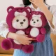 Большая Мягкая плюшевая игрушка для детей мишка в костюме малинового цвета 60см