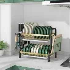 Сушилка для посуды настольная Double layered bowl rack Кухонный органайзер для сушки и хранения посуды