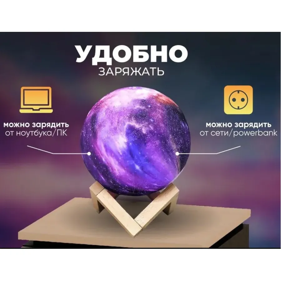 Кольоровий акумуляторний нічник Луна з пультом 15 см світильник 3D moonlight світлодіодна лампа для сну дитячий