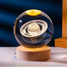 Светящийся 3D хрустальный шар-ночник 8 см парад планет USB для детей, декоративный светильник с проекцией