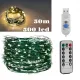 Гирлянда Роса USB, 50 метров, 500 LED на зеленой проволоке с пультом, светодиодная гирлянда для ёлки