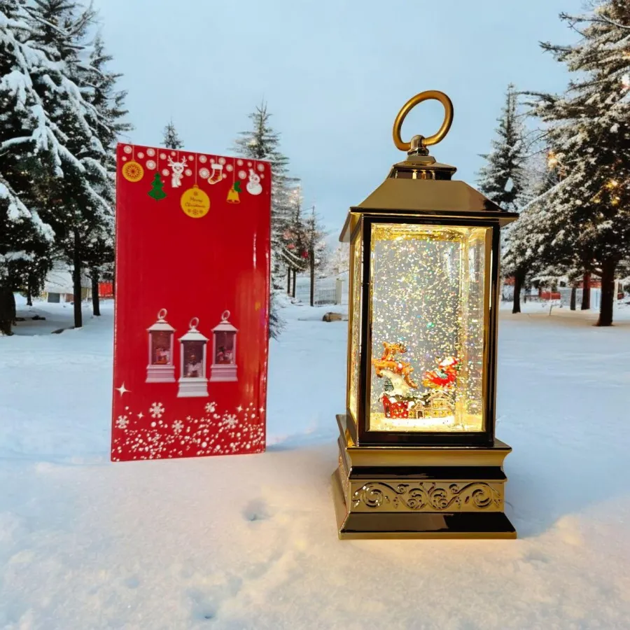 Новорічний декоративний нічник зі снігом Water Lantern BA 24-3-1 музичний ретро світильник з ефектом снігу