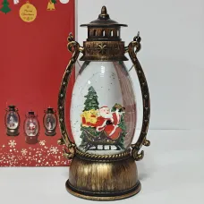 Новогодний музыкальный светильник со снегом Water Lantern Дед мороз и ёлка ОО-03 ретро ночник с эффектом снега