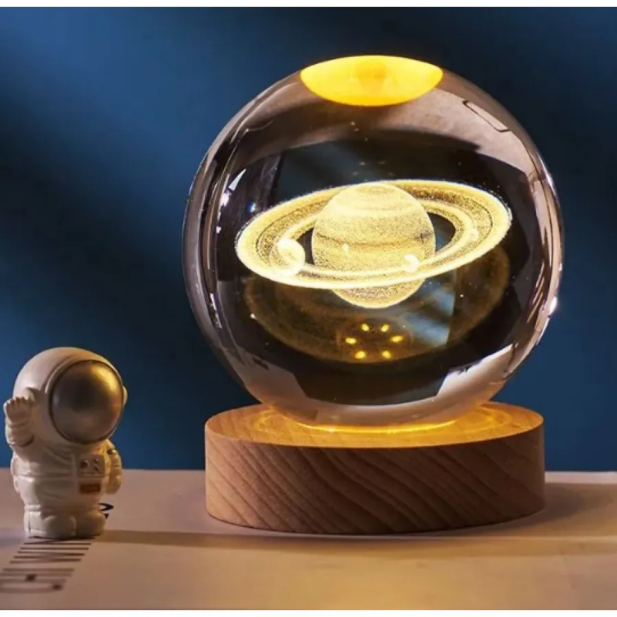 Светящийся 3D хрустальный шар-ночник 8 см Галактика USB для детей, декоративный светильник с проекцией