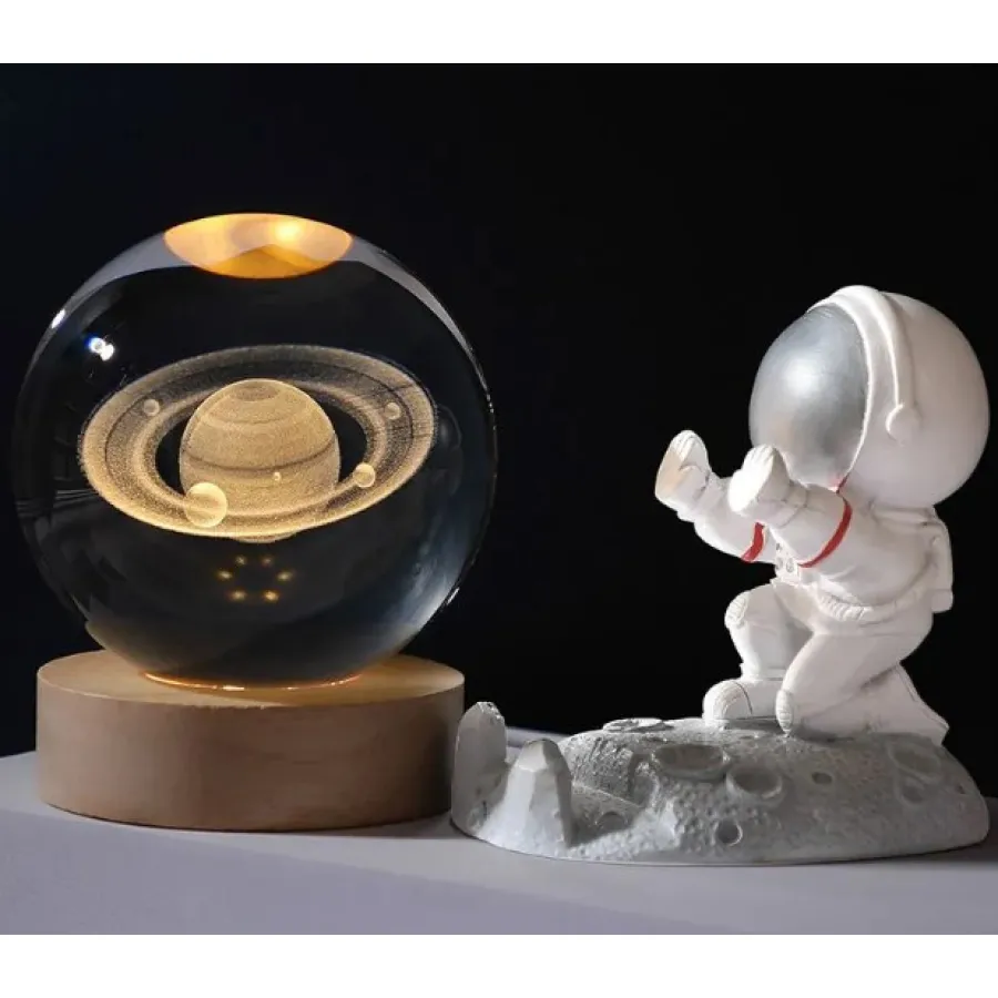 Светящийся 3D хрустальный шар-ночник 8 см Галактика USB для детей, декоративный светильник с проекцией