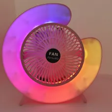 Портативный настольный вентилятор от usb с подвсеткой Desktop Fan с функцией наклона и ночника, розовый