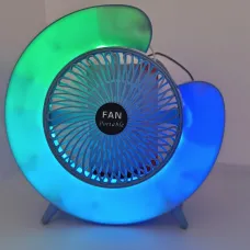 Портативный настольный вентилятор от usb с подвсеткой Desktop Fan с функцией наклона и ночника, синий