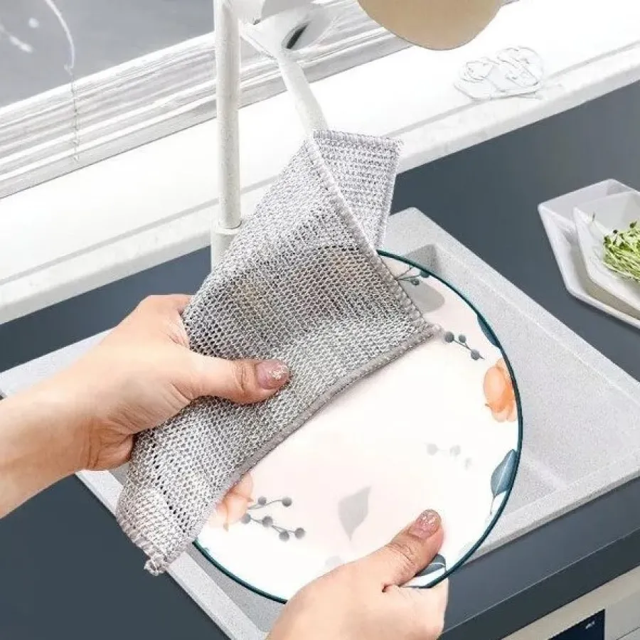 Салфетка для мытья посуды сетчатая одинарная 25×25см Универсальная губка-сетка для чистки металлическая