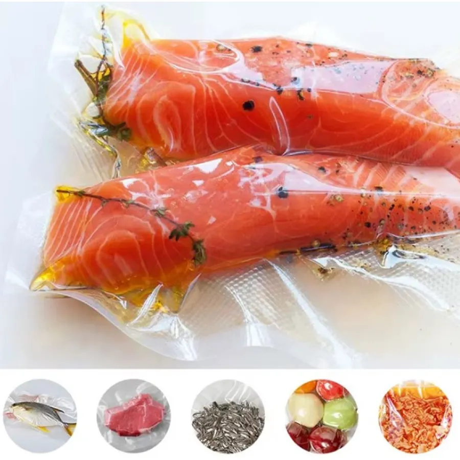 Пакети для вакууматора (2 шт.) 20 см x 5 м рифлені в рулоні для вакуумування харчових продуктів