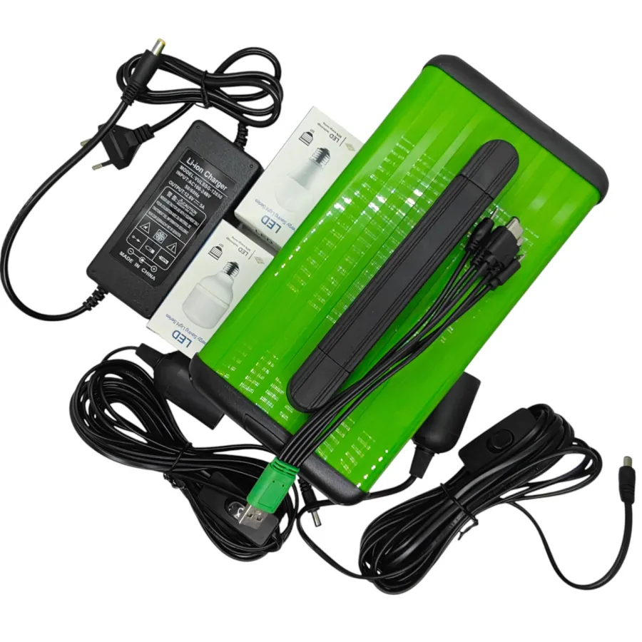 Портативная зарядная станция для ноутбуков 300Wh 12V/26Ah | Выход 220V до 120W | Power Bank для ноутбука, роутера + 2 LED-лампы