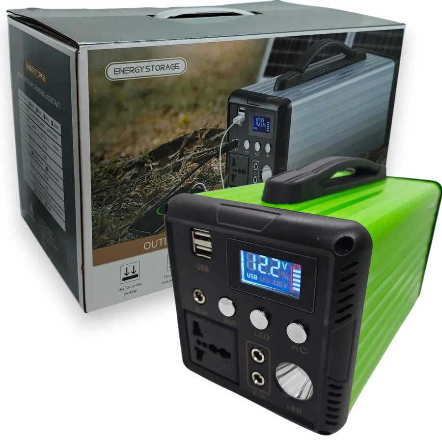 Портативная зарядная станция для ноутбуков 300Wh 12V/26Ah | Выход 220V до 120W | Power Bank для ноутбука, роутера + 2 LED-лампы