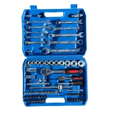 Набор инструментов для авто 82 предмета 1/4″ и 1/2″ головки, ключи, трещотки и биты в кейсе Cr-V