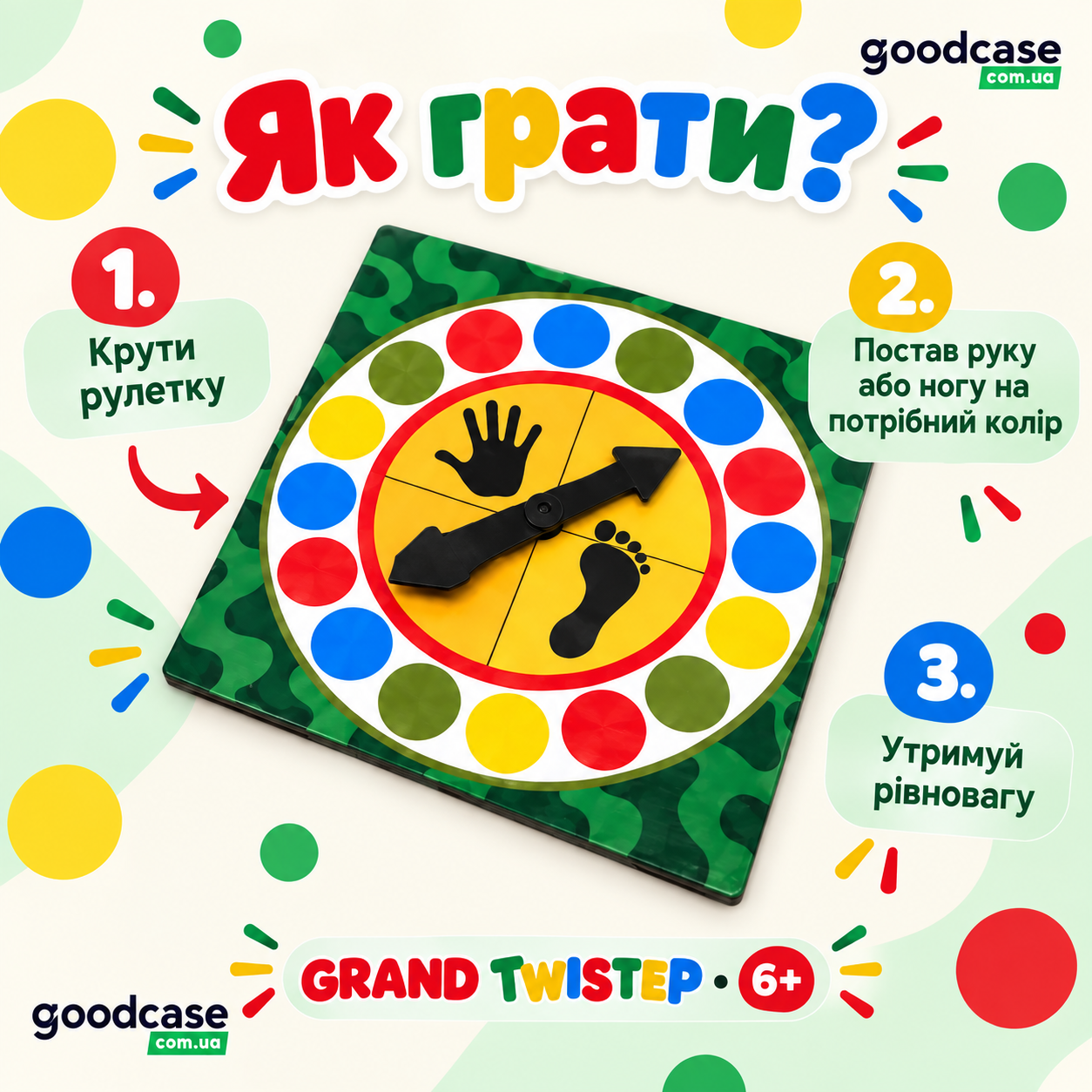 Grand Twistep DTG102 игра типа твистер с рулеткой для 2–4 игроков