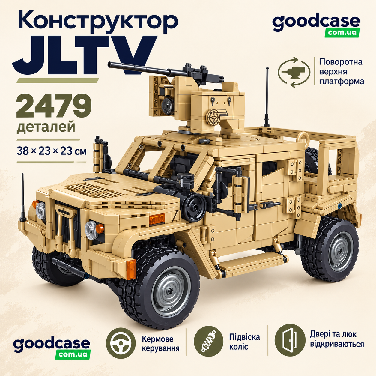 Детский конструктор PANLOS 628013 JLTV на 2479 деталей бронеавтомобиль